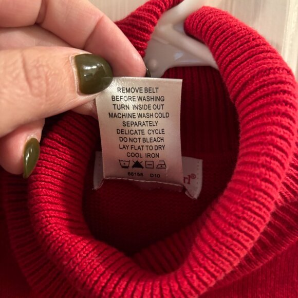 American Girl Doll Girl's Red Sweater Dress ~ 10 ~ Missing Belt ~ Holiday Winter - Picture 3 of 4